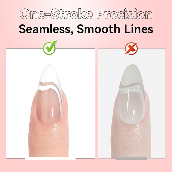 Makartt White Gel Liner Nail Polish: Soak Off UV/LED Gel with Built-in Thin Brush for DIY Manicure Home and Salon Nail Art Designs 8ml