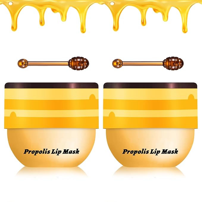 2PCS Bee Lip Balm Honey Pot Honey Lip Balm Sleeping Lip Mask Silky Hydrating Bee Lip Balm Lip Mask Overnight Lip Care Products