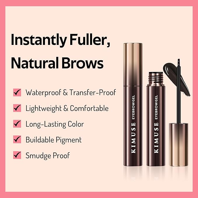 KIMUSE Instantly Semi-Permanent Eyebrow Gel, Long Lasting Eyebrow Tint, Waterproof Tinted Eye Brow Gel, Transfer-Proof, Smudge-Proof, Eyebrow Makeup Gift for Women & Girl, 0.17oz