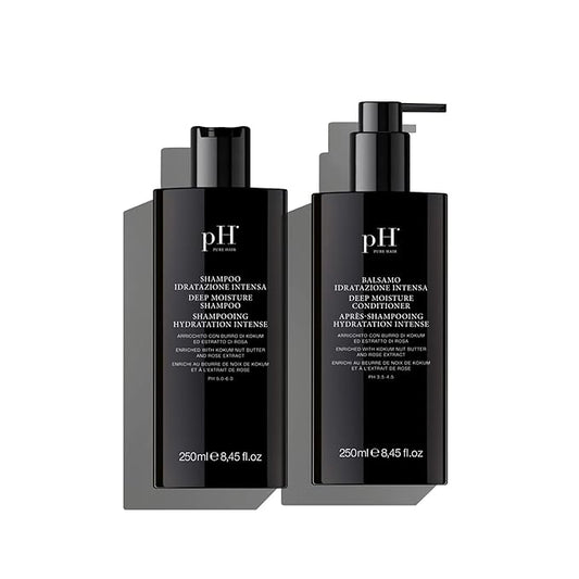 pH PURE HAIR Deep Moisture Shampoo & Conditioner Set - Moisturizing Formula For Dry Damaged Hair - Enriched with Kokum Nut Butter and Rose Extract - 8.45 Oz (Pack of 2)