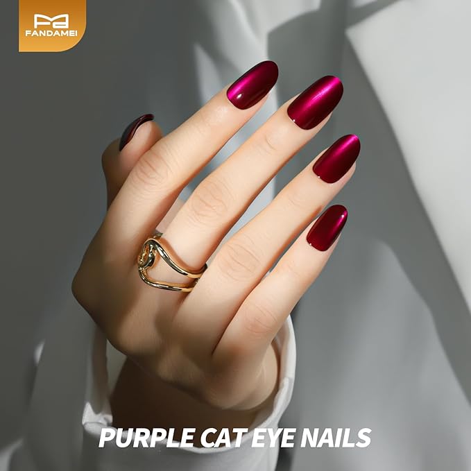 FANDAMEI Press on Nails, 24 Colors 576PCS Press on Nails Oval, Cat Eye Press on Nails Short, Glitter Fake Nails, Press on Nails French Tip Natural Glossy Nails for Nail Art