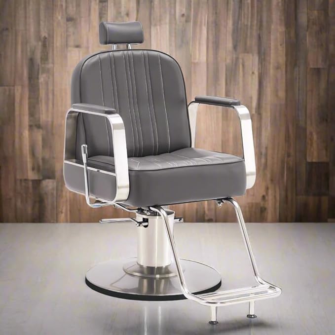 BarberPub Salon Chair for Hair Stylist, All Purpose Hydraulic Barber Styling Chair, Beauty Spa Equipment 8548 (Grey)