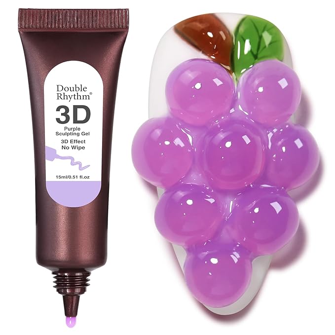 Double Rhythm 0.5 Oz 3D Nail Gel Nail Art Sculpting Polish No Wipe for Nail Designs DIY Nail Art for Drawing, Molding and Decoration (3D Sculpting Gel Purple)