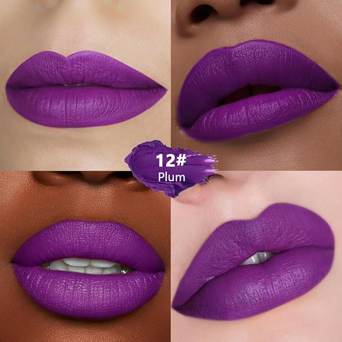 Violet Purple Matte Lipstick for Women - Pigmented Lip Crayon & Face Paint Stick Makeup for Everyday Halloween Birthday Party Wear, Younger-Looking Lip Makeup, Lápiz labial morado para mujer 12