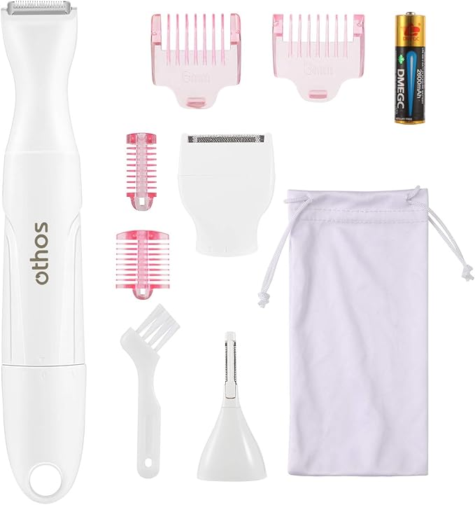Othos Multi-Functional Electric Trimmer Kit for Women, Bikini Trimmer, Nose & Eyebrow Trimmer, Foil Shaver All in One Device, Wet and Dry use, Waterproof, AA Battery Operated (Included)
