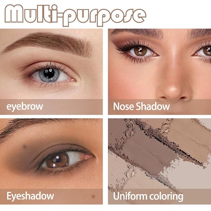 Eye Brow Powder for Women, Taupe Eyebrow Powder Kit with Brush, Long-Lasting 3 Colors Brow Palette, Filler for Full, Defined Natural Brows Shaping (02)