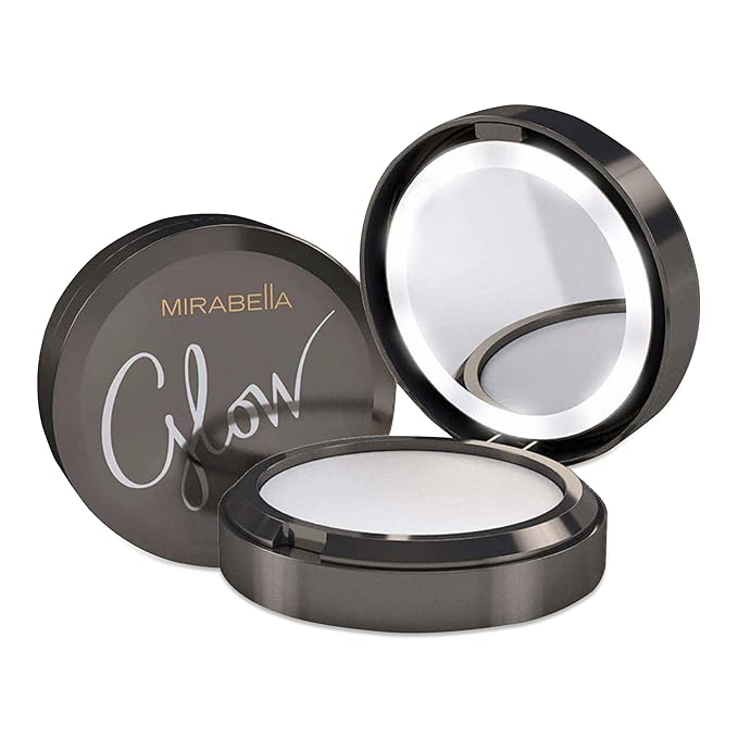 Universal Pressed Setting Makeup Powder, Glow by Mirabella Beauty - Translucent Matte Setting Powder Infused with Hyaluronic Acid & Collagen with Lightweight, Flawless Finish - Blurring, Anti-Aging &