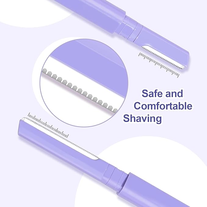 Dermaplane Razor for Women Face & Eyebrow - Dermaplaning Tool for Peach Fuzz Facial Hair Removal,High Precision Blade for Smooth Skin (Purple, 3 Count)