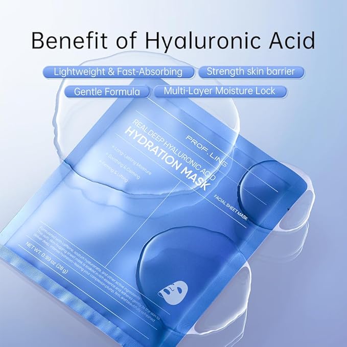 Prof. Ling Full-Spectrum Hyaluronic Acid Face Mask – Deep Hydrating, Firming & Soothing Sheet Mask for Sensitive Skin, Plumping & Anti-Wrinkle Facial Treatment-5ea