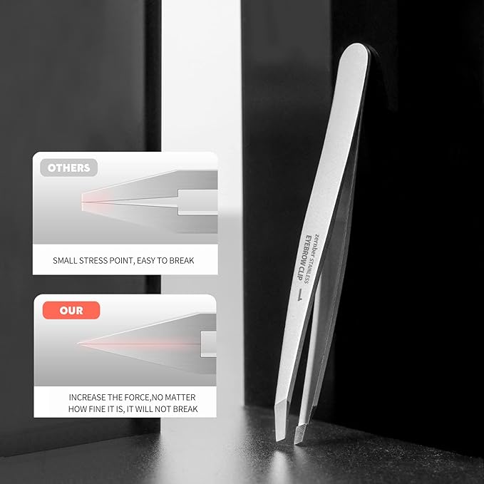 Stainless Steel Precision Eyebrow Tweezers Flat Tweezers for Eyebrows for Women-for Facial Hair and Ingrown Hair Removal Beauty Tools