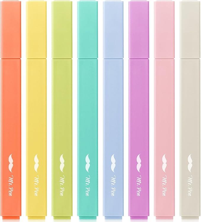 Mr. Pen- Aesthetic Highlighters, 8 Pack, Chisel Tip, Retro Colors, Cute Highlighters Assorted Colors, Cute Markers