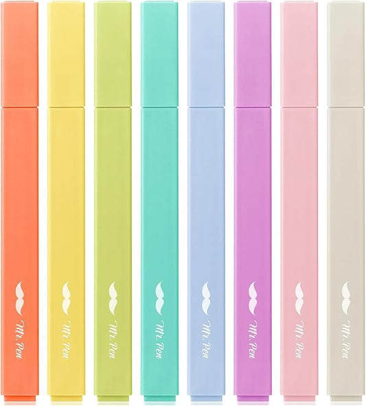 Mr. Pen- Aesthetic Highlighters, 8 Pack, Chisel Tip, Retro Colors, Cute Highlighters Assorted Colors, Cute Markers