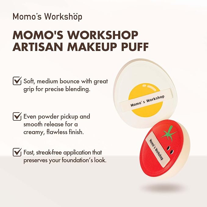 Sun Egg Makeup Sponge Puff & Tomato Makeup Sponge Set - 2PCS Medium Bounce Rubycell,Halloween Foundation Puffs for Creamy Finish, Quick Blending, Comfortable for All Skin Types & Storage Case