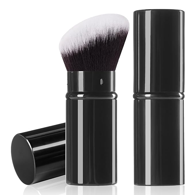 Retractable Kabuki Makeup Brush,Angle Blush Brushes Powder Foundation Makeup Brush for Blending Liquid, Blush, Bronzer, Buffing, Sunscreen,Flawless Cosmetics