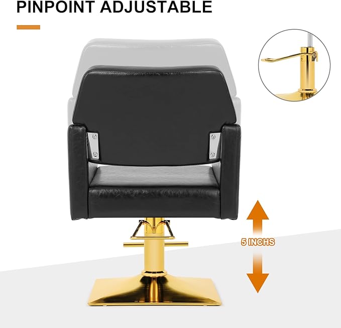 Artist hand Hair Salon Chair, Hydraulic Salon Styling Chair, 360 Degrees Rolling Swivel Barber Chair, Beauty Salon Equipment for Hair Stylist Max Load 330 Lbs, Black and Gold