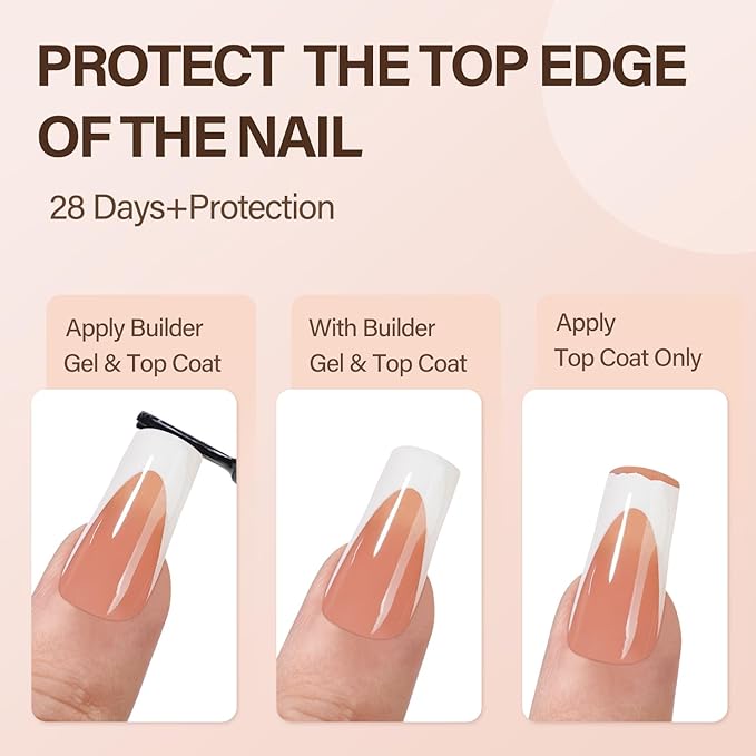 Vansiho Deep Gel Nail Tips - 150pcs Long Square Tips, Brown French Tips, Press On Nails for DIY Nail Art, 15 Sizes