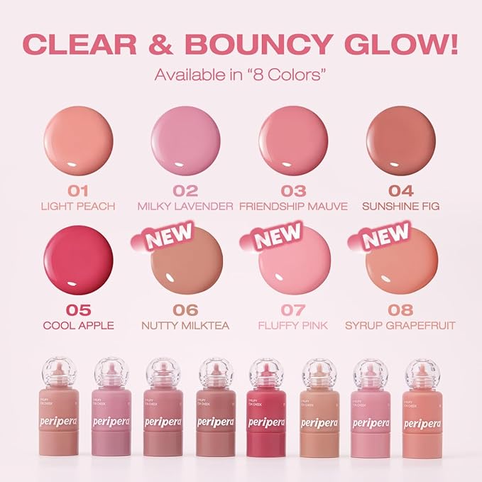 PERIPERA SYRUPY TOK CHEEK 5 Colors, Liquid Blush, Dewy Finish and Hydrates All day, Soft Velvet Texture Face Cheek Tint (04 SUNSHINE FIG, One Size)