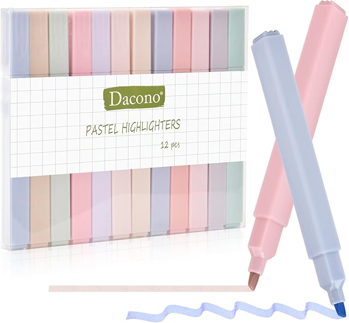 Pastel Highlighters, Bible Highlighters No Bleed, Aesthetic Highlighter Assorted Colors, Cute Highlighter for School, Journals, Bibles, Notebooks, Office, Back to School Supplies