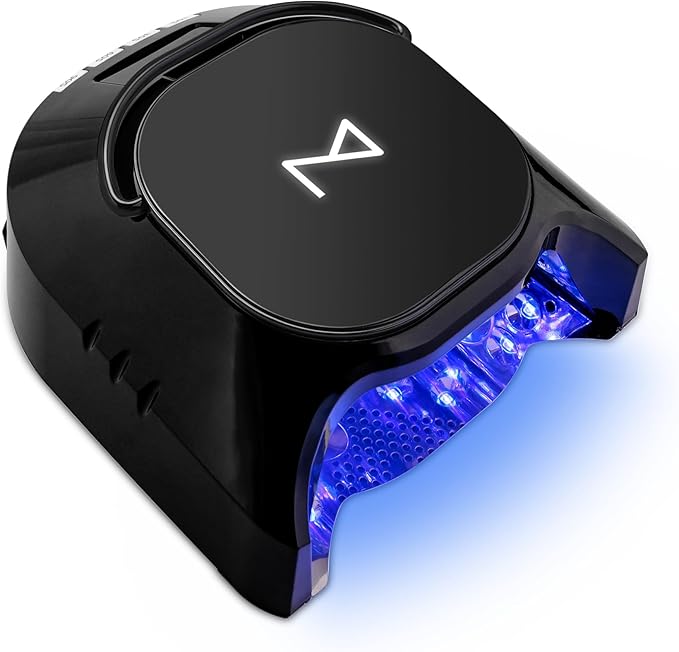 M - GlowPro Professional Hybrid 86W Wireless Rechargeable UV LED Nail Curing Lamp Cordless Nail Dryer for Gel Nails, Manicure, Pedicure (Black)