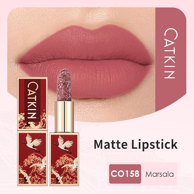 Catkin Semi-Matte Lipstick Hydrating High Impact Color Infused with Vitamin E and Avocado Oil Smooth Soft Texture Long Lasting Matte Finish 158