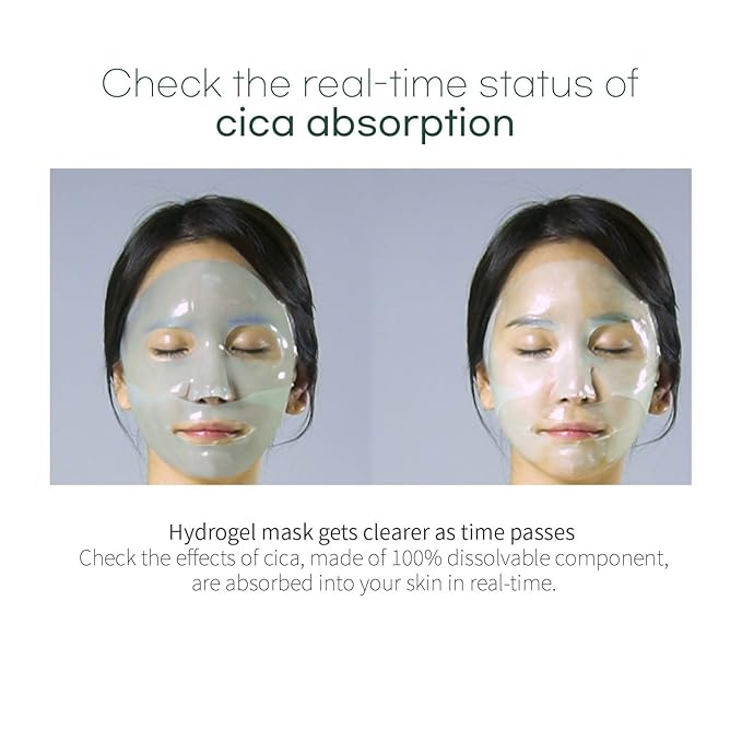 WELLDERMA Premium Cica Treatment Hydrogel Fitting Mask, 25g x 4 Sheets – Soothing & Hydrating Hydrogel Sheet Mask with Centella Leaf Water, Niacinamide & Hyaluronic Acid