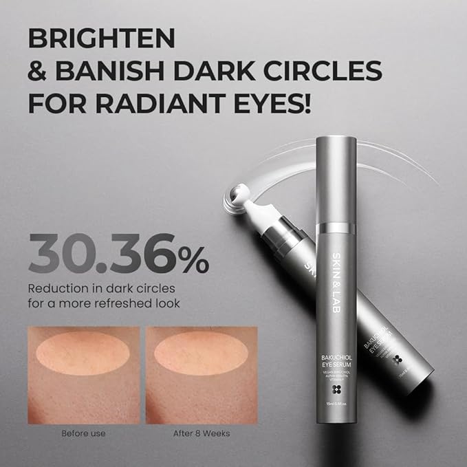 [SKIN&LAB] Bakuchiol Eye Serum with Caffeine, Roll-on Korean Under Eye Serum, Anti-Aging Wrinkle Care for Fine Lines, vegan, cruelty-free (0.5 Fl Oz)
