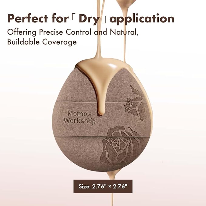 Rose Tatami Makeup Sponge Set,Double-Sided Flat-Edge Shape Rubycell for Liquid Foundations, Non-Absorbent & Fast Blending,Soft, Fluffy & Bouncy, 2 Beauty Puffs &Storage Case