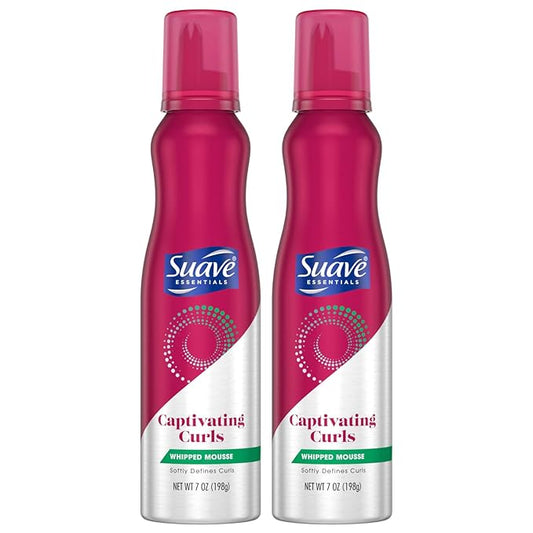 Suave Whipped Mousse - Captivating Curls for Wavy and Curly Hair, Anti-Frizz Styling Product for Flexible, Crunch-Free Styles, 7 oz (Pack of 2)