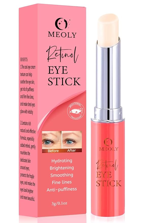 Retinol Under Eye Stick Balm: Cooling Eye Cream for Dark Circles Fine Lines Puffiness, Anti Wrinkle Hydrating Face Skincare in 3-4 Weeks