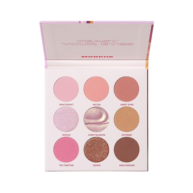 Morphe Forbidden Honey Artistry Palette - Foil-Effect Eyeshadow Palette with Matte, Shimmer & Foil Finishes - Pink & Brown Eyeshadow with Luminous Payoff (0.35 oz)
