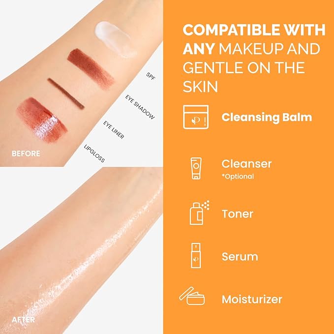 PLANTIFIQUE Korean Cleansing Balm Makeup Remover with Mango & Papaya Extracts, Hyaluronic Acid and Ceramide - Nourishing Melting Cleanser for All Skin Types 1.41 oz / 40 g (Unscented 40)