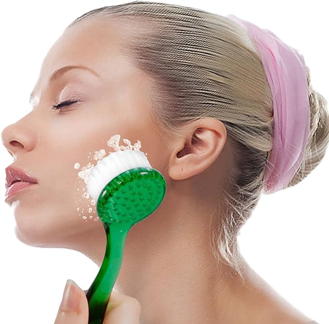 Facial Cleansing Brush 4 PCS, Facial Exfoliating Brush Face Wash Scrub Exfoliator Brush for Makeup Skincare Removal (Green)