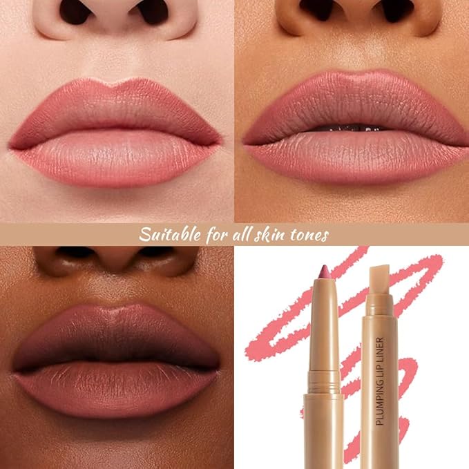 Light Coral Matte Lip Liner Pencil, Plump Lip Liners Long-Lasting Creamy Formula, With Silicone Smudger for Define Contours & Sculpting Lip, Waterproof Non-Staining Crayon Lip Liner 02#