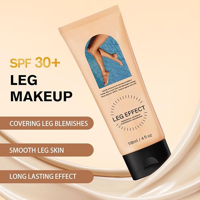 Leg Makeup Waterproof with Brush, No Transfer Body Makeup for Legs Full Coverage Waterproof Concealer, Scar & Tattoo Cover Up for All Skin Tones, Long Lasting Makeup (#01)