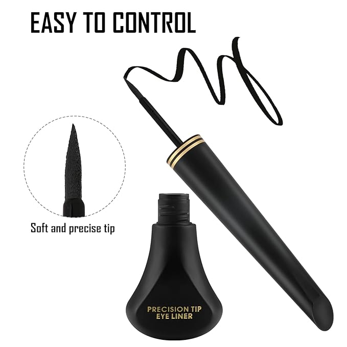 Boobeen Black Ink Liner, Liquid Eyeliner Makeup Waterproof Eyeliner Pen Long Lasting, Precision Brush Tip, Goes on Smoothly