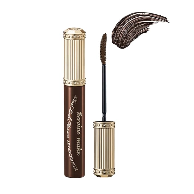 HEROINE MAKE by KISSME Brown Mascara Waterproof, MASCARA Volume and Length with Argan Oil, Camellia & Wild Rose Oil, Smudge-Proof and Long-Lasting Mascara for Women, Made in Japan, DARK BROWN, 1EA