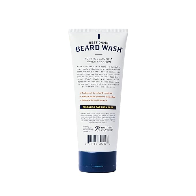 Duke Cannon Supply Co. Beard Wash Citrus Hefeweizen, 6 Fl Oz - Made with Plant-Based Ingredients to Strengthen, Rejuvenate, Soften and Condition