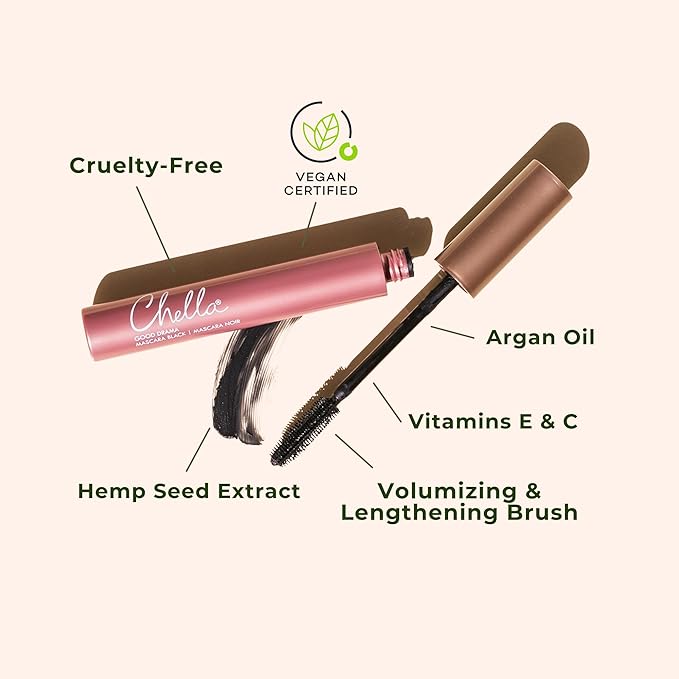 Chella Good Drama Vegan Mascara, 0.33 Fl. Oz (Black)