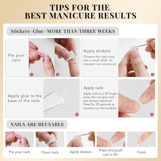 Cat Eye Nude Smile Press On Nails Medium Almond, Designer Reusable Acrylic Fake Nails with Glue, Glossy Soft Gel Nails Wedding and Party, Stick On Glue On Nails, Nails Press Ons for Women