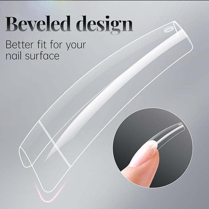 krofaue 504PCS Clear Fake Nails - Half Cover French Nail Tips 12 Sizes Acrylic Soft Gel Square False Tips Gift for Nail Extension DIY & Salon