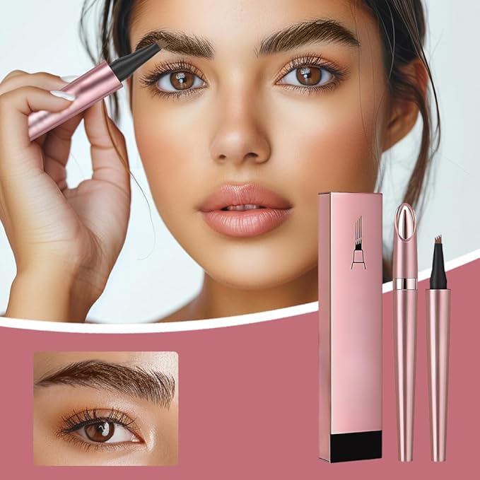 Microblading Eyebrow Pencil, 2026 New 3D Waterproof Eyebrow Pen, Four Tip Precision for Natural Gap Filling, Long-Lasting Eyebrow Makeup for Women (Dark Brown, 2 PCS)