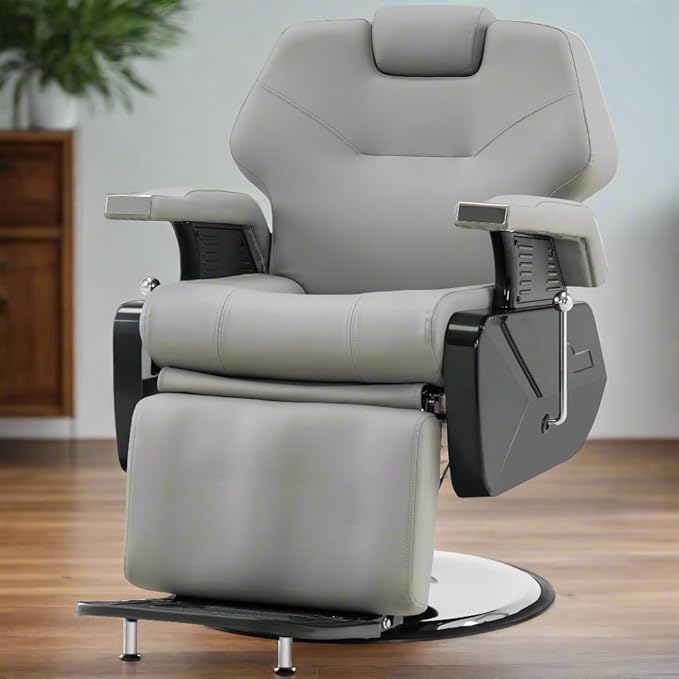 BarberPub Hydraulic Recline Barber Chair All Purpose Salon Beauty Spa Styling Equipment 9208 (Grey)