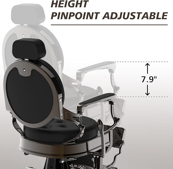 OmySalon Vintage Barber Chair All Purpose Heavy Duty, Hydraulic Recline Salon Beauty Styling Chair Retro, 360 Degree Swivel for Hair Stylist Tattoo Barbershop