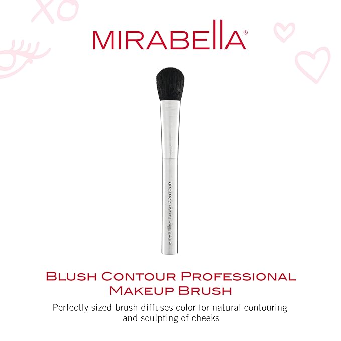 Mirabella Contouring Blush Brush, Premium Professional Makeup Brush Collection, Cruelty-Free Synthetic Bristle Brush with Hand-Sculpted Brushed Aluminum Handle, Luxury Blending Brush for Makeup
