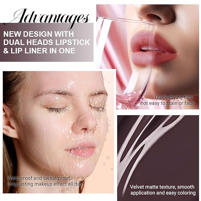 1Pcs 2 in 1 Deep Brown Matte Lip Liner and Liquid Lipstick Stain Makeup Set for women, Brown Long Lasting Smudge Proof Lip Tint Matte Finish Lip Gloss for All-Day Color Hold Easy to Use 04#