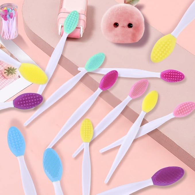 12 Pcs Pore Scrub Brush,Lip Scrubber Exfoliator,Silicone Face Cleansing Brush,Lip Scrub Brush Exfoliating Nose Clean Blackhead Removal Brushes for Face Cleaning