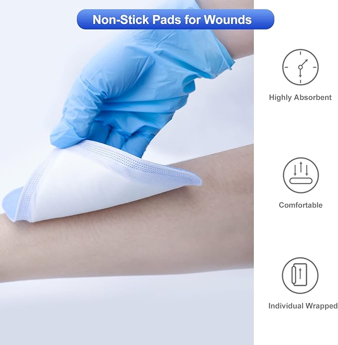 10 Count Super Absorbent Dressing Pads 4"x 4" - Non Stick Gauze Pads for Wound Care, Wound Bandages for Pressure Ulcers, Bedsores & Exudate Management