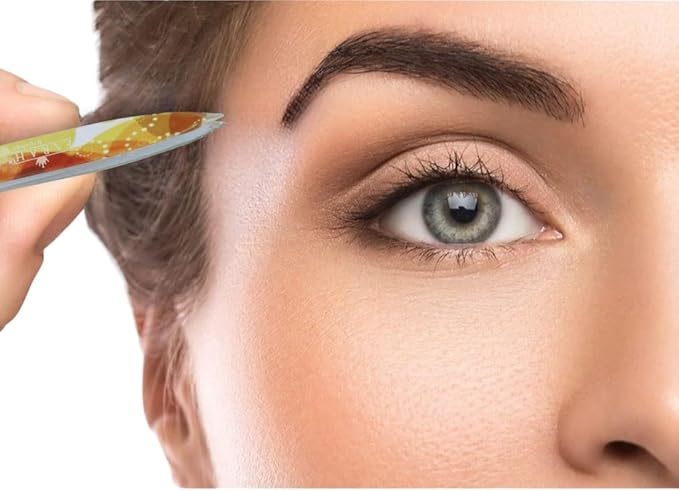 F.A.R.A.H. Z-Tweeze Professional Emerald Amber Stainless Steel Dual Ended Precision Tweezers with Slanted and Pointed Tips