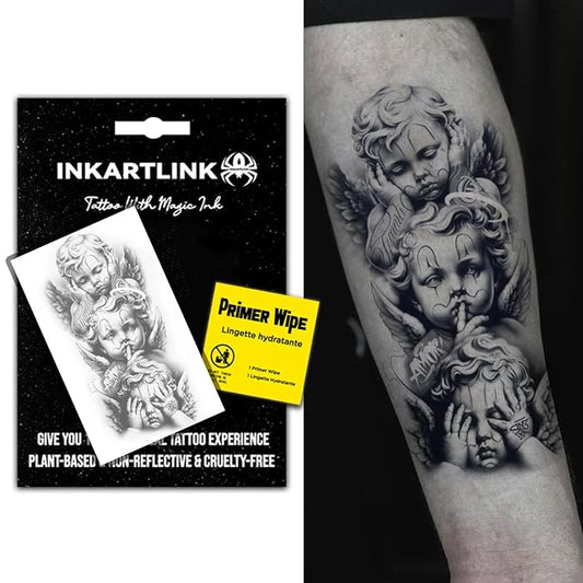 INKARTLINK Semi Permanent Tattoo, Creative party tattoo, beautiful and realistic design, fun tattoo experience, cruelty-free, non-reflective, waterproof (Angel 3)