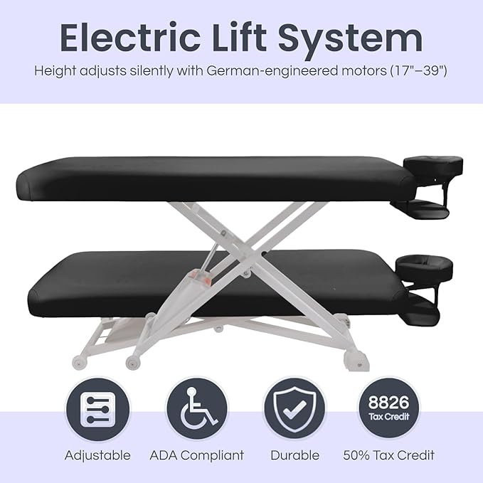 Electric Massage, Spa, and Treatment Table - Adjustable Height and Foot Control, ADA Compliant Treatment Table for Esthetician, Massage Therapists and Spa Professionals